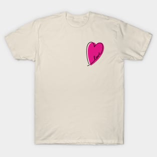 Hot Pink Heart Love Letters Line Art T-Shirt